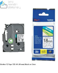 Katalog brosur gambar peralatan Brother P-touch Tape Cartridge seperti Brother TZE-141 Black on Clear 18mm P-touch Tape