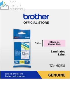 Foto alat tulis Kantor merk Brother P-touch terlaris type Brother TZE-MQE31 Black on Pastel Pink 12mm P-touch Tape