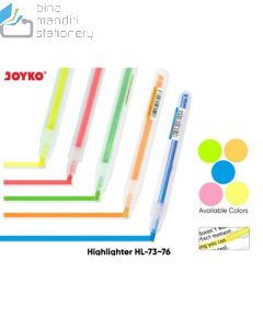 Contoh Texliner Stabilo Pewarna/Penanda Tulisan Joyko Highlighter HL-73 / HL-74 / HL-75 / HL-76 merek Joyko