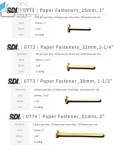 Contoh peralatan sekolah SDI 0772 File Fastener 1.25 inch Paku belah Pengikat File Binding dan gambarnya